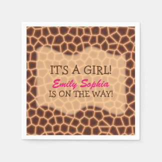 Baby Girl - Giraffe Themed Baby Shower Napkin