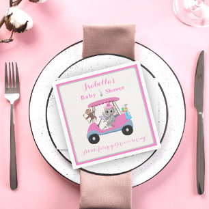 Baby Girl Golfing Elephant & Monkey Shower   Napkin