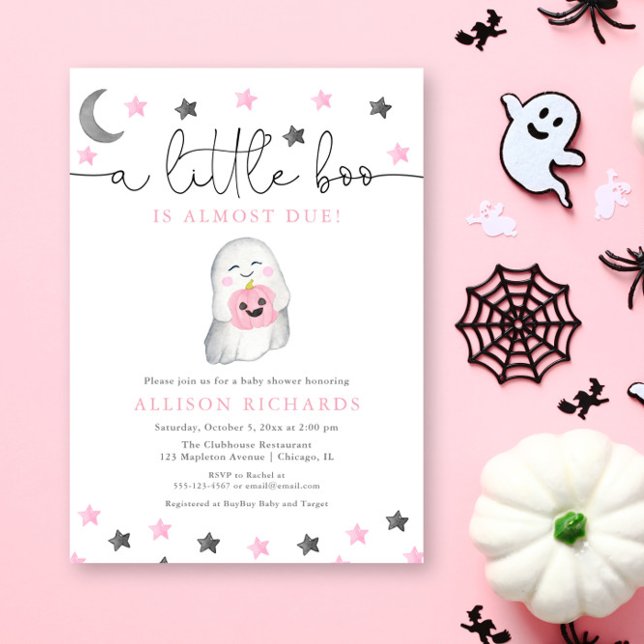 Baby girl halloween fall cute ghost baby shower invitation (Creator Uploaded)