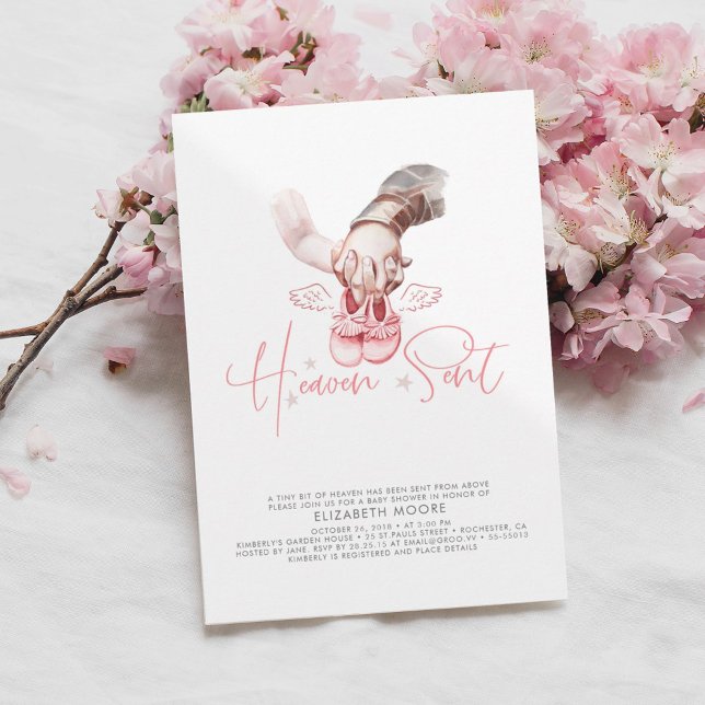 Baby Girl Heaven Sent Cute Minimalist Baby Shower  Invitation (Creator Uploaded)