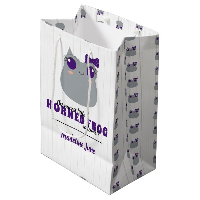 Baby Girl Horned Frog Purple Medium Gift Bag (Front Angled)