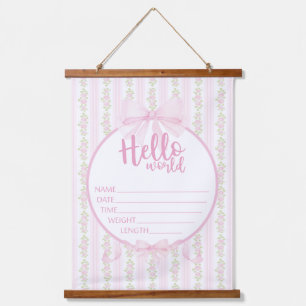 Baby Girl Hospital New Baby Announcement Door Hanging Tapestry
