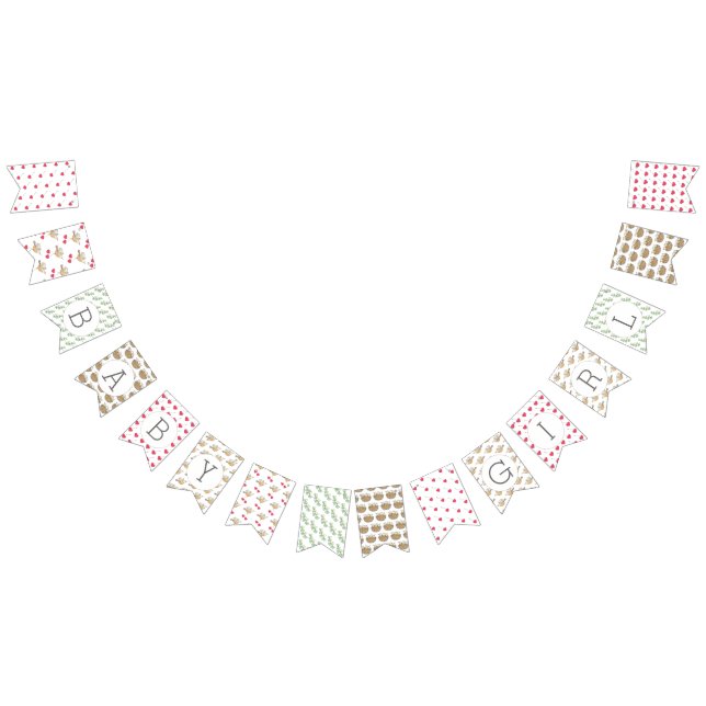 Baby Girl Illustrated Baby Shower Bunting (All)
