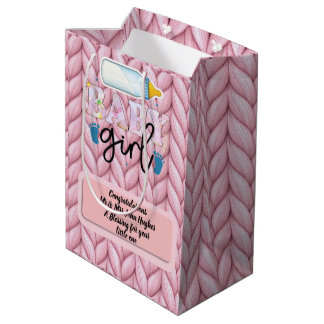 Baby Girl in a Carnation Cradle  January’s Tender  Medium Gift Bag