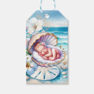 Baby Girl in a Seashell Baby Shower Gift Tags