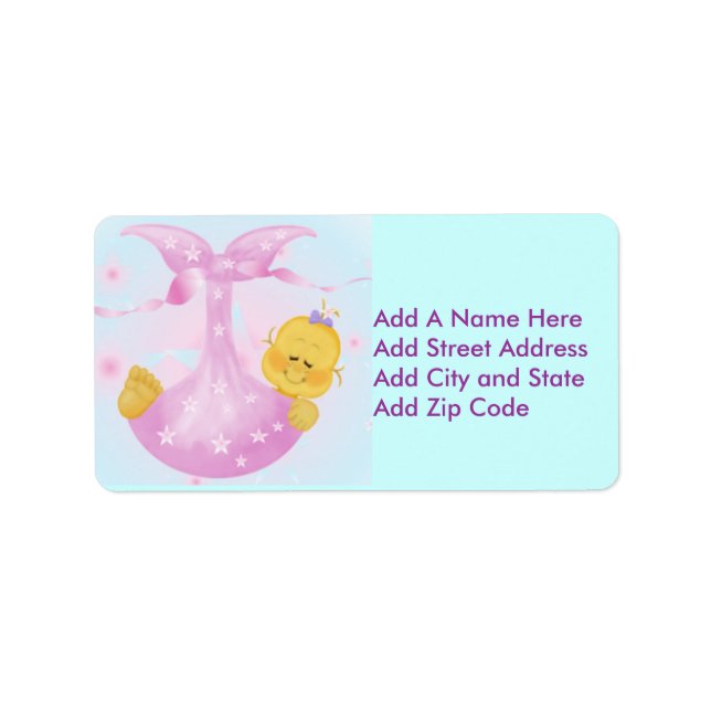 Baby Girl in Blanket Return Address Label (Front)