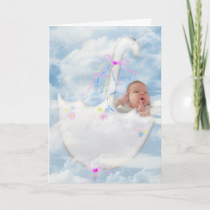 Baby Girl in Floating Umbrella Card