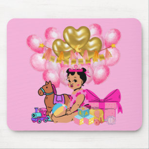 Baby Girl in Pink Mouse Mat