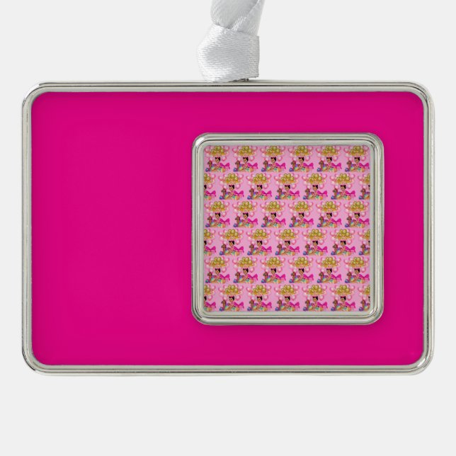 Baby Girl in Pink Silver Plated Framed Ornament (Front)