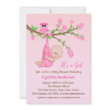 Baby Girl in Tree, Pink, Baby Shower