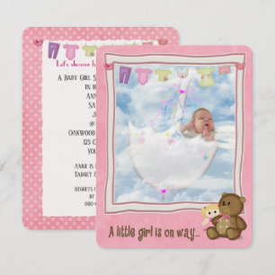Baby Girl in Umbrella Shower Invitation