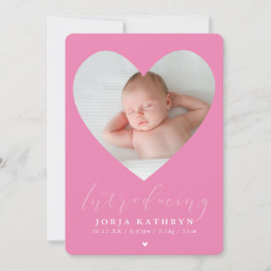 BABY GIRL introducing photo cute heart frame pink Invitation