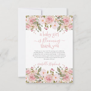Baby Girl Is Blooming Floral Baby Shower Thank You Card
