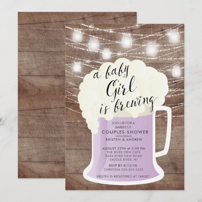 Baby Girl Is Brewing  Baby Shower Invitation (Front/Back)