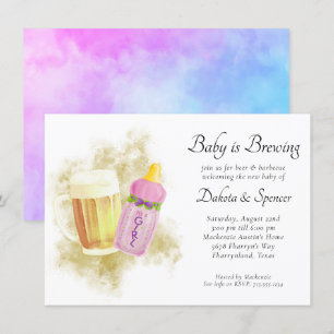 Baby Girl is Brewing Pink Gold Outside Shower Invitation