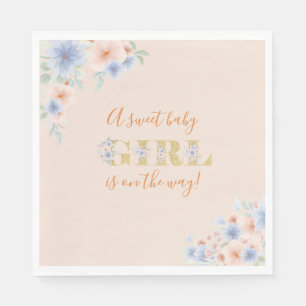 Baby Girl Is On The Way Floral Baby Shower   Napkin
