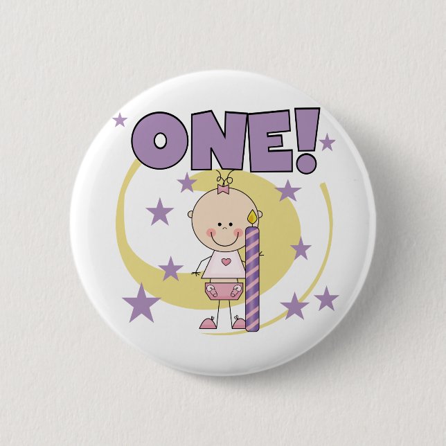 Baby Girl is One Birthday Tshirts and Gifts 6 Cm Round Badge (Front)
