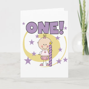Baby Girl is One Birthday Tshirts and Gifts Card