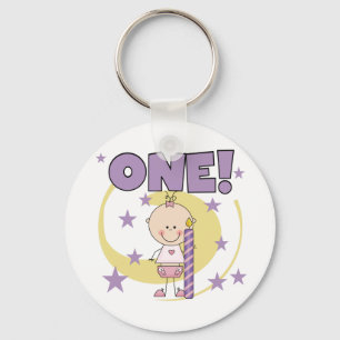 Baby Girl is One Birthday Tshirts and Gifts Key Ring