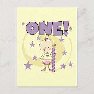 Baby Girl is One Birthday Tshirts and Gifts Postcard