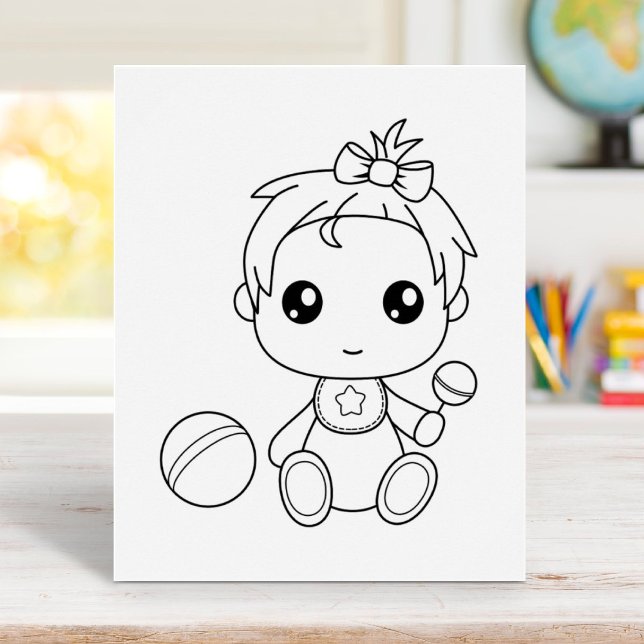 Baby Girl Jumpsuit Colouring Page Poster (Creator Uploaded)