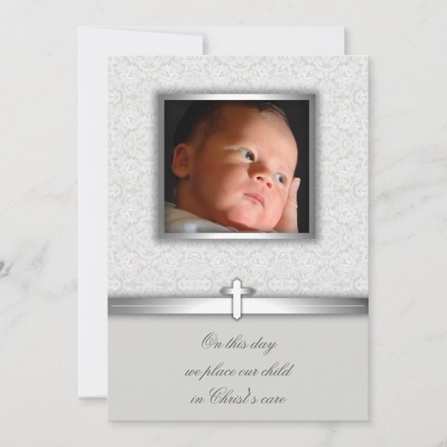Baby Girl Lace Baptism or Christening Invitations (Front)