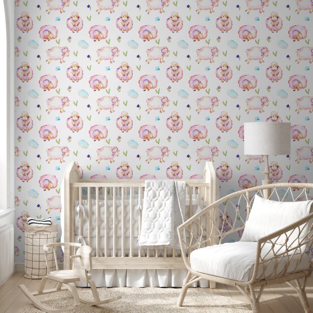 Baby Girl Lambs  and Clouds  Wallpaper (Kids)