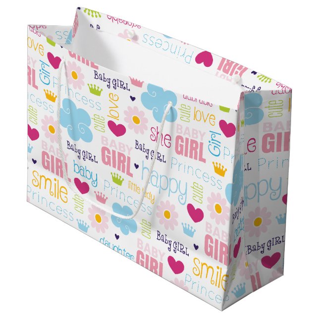 Baby Girl Large Gift Bag (Front Angled)