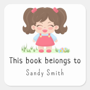 Baby girl laughs - This book belongs to Square Sticker