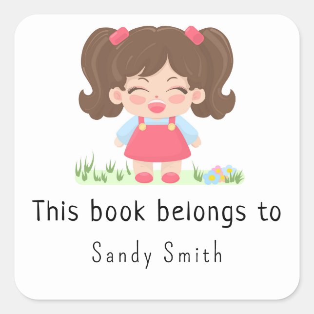 Baby girl laughs - This book belongs to Square Sticker (Front)