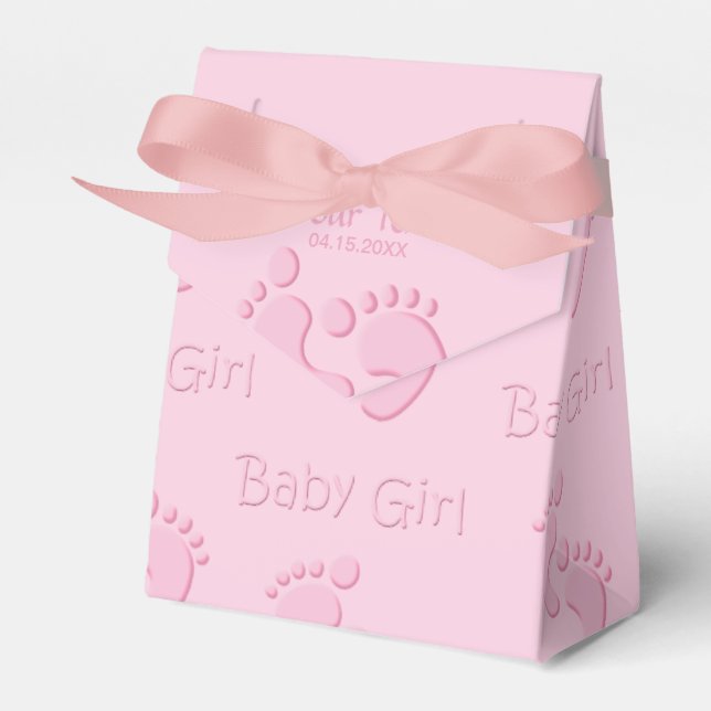 Baby Girl Little Feet Footprint Shower Party Favou Favour Box (Front Side)