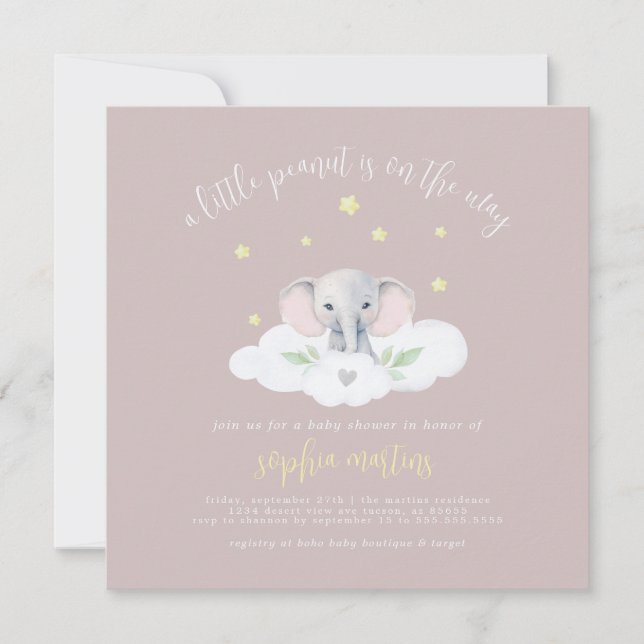 Baby Girl Little Peanut Baby Shower Invitation (Front)