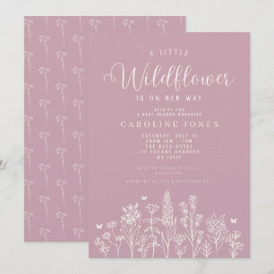 Baby Girl Little Wildflower Pink Baby Shower Invitation