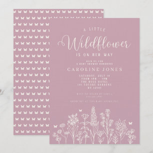 Baby Girl Little Wildflower Pink Baby Shower Invitation