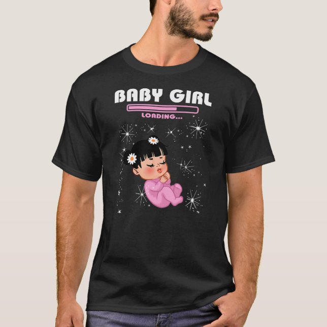 Baby Girl Loading Gender Reveal Baby Shower T-Shirt (Front)