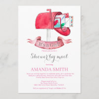 Baby Girl Long Distance Shower by Mail Invitation