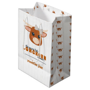 Baby Girl Longhorn Burnt Orange Medium Gift Bag