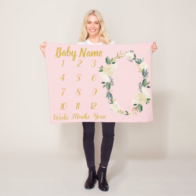 Baby Girl Milestone Blanket Custom Shower Present (In Situ)