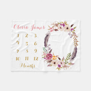 Baby Girl Milestone Monthly Baby Blanket