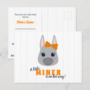 Baby Girl Miners Orange Baby Shower Invitation Pos Postcard