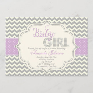 Baby Girl Mod Chic Chevron Baby Shower Invite