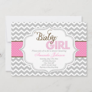 Baby Girl Mod Chic Chevron Baby Shower Invite