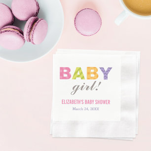 Baby Girl Modern Colourful Letters Baby Shower Napkin