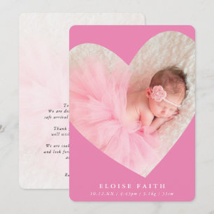 BABY GIRL modern photo cute heart frame pink Invitation
