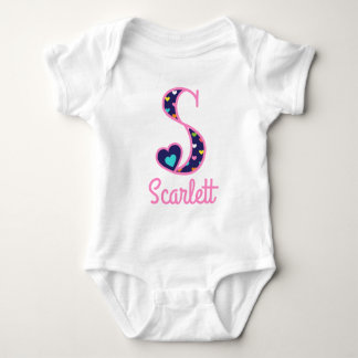 Baby Girl Monogram Bodysuit Girls Heart Initial S