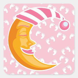 Baby Girl Moon Square Sticker