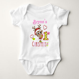 Baby Girl My 1st Christmas Monkey Bodysuit