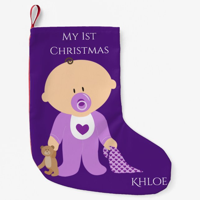Baby Girl My 1st Christmas Stocking Personalised (Front)