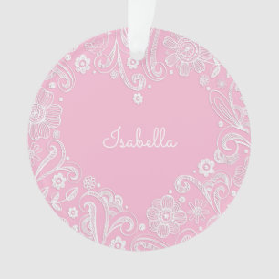 Baby Girl NAME Birth Announcement Keepsake Pink Ornament