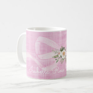 Baby Girl Name Pastel Pink Ribbon Floral Sweet Coffee Mug